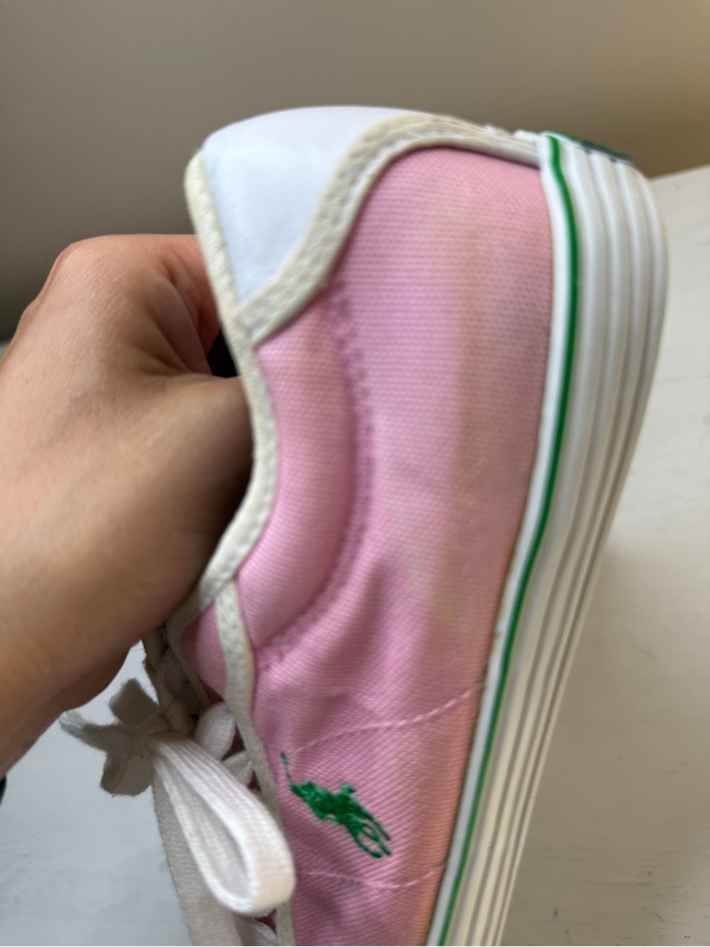 90's Polo Ralph Lauren light pink Canvas sneakers (size 8) vintage preppy Y2K - Picture 5 of 15